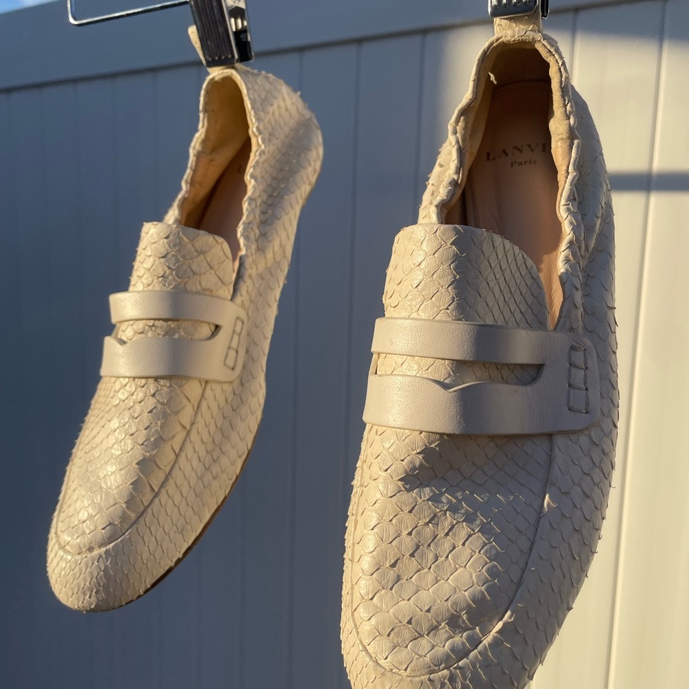 Lanvin White Python Loafers - image 2